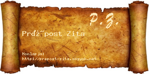 Prépost Zita névjegykártya